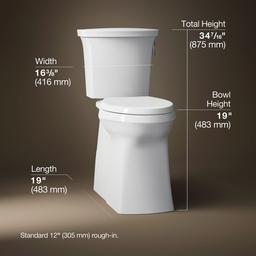 Kohler Corbelle Tall two-piece elongated toilet with skirted trapway, 1.28 gpf - White - image 3