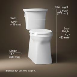 Kohler Corbelle Tall two-piece elongated toilet with skirted trapway, 1.28 gpf - White - image 3