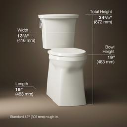 Corbelle Tall ContinuousClean two-piece elongated toilet with skirted trapway, 1.28 gpf - image 3