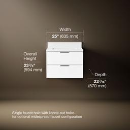 Kohler MaxstowE 24'' wall-hung bathroom vanity cabinet with sink and quartz top - White - image 3