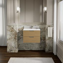Kohler MaxstowE 24'' wall-hung bathroom vanity cabinet with sink and quartz top - Light Oak - image 2