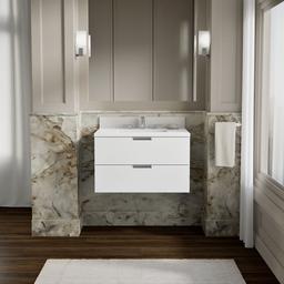 Kohler MaxstowE 30'' wall-hung bathroom vanity cabinet with sink and quartz top - White - image 2