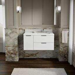 Kohler MaxstowE 36'' wall-hung bathroom vanity cabinet with sink and quartz top - White - image 2