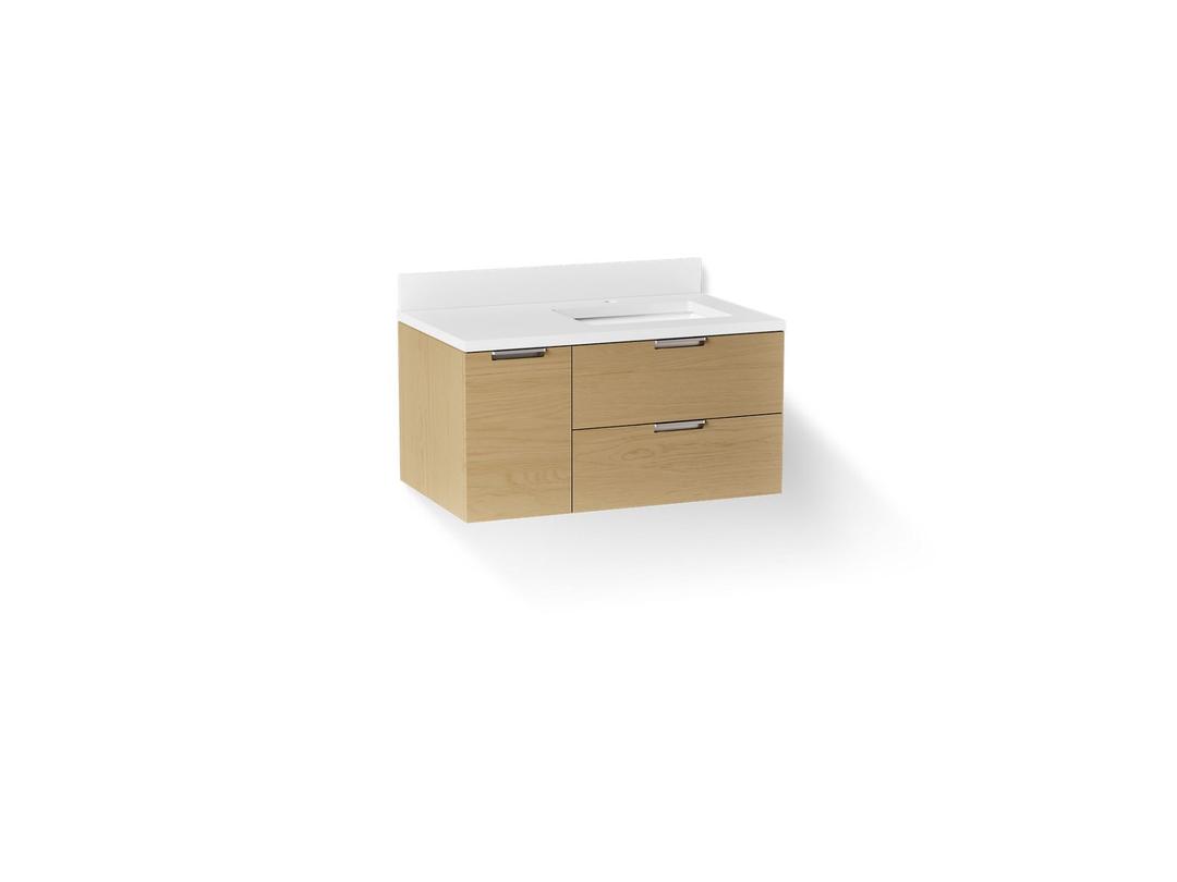 Kohler MaxstowE 36'' wall-hung bathroom vanity cabinet with sink and quartz top - Light Oak by Kohler