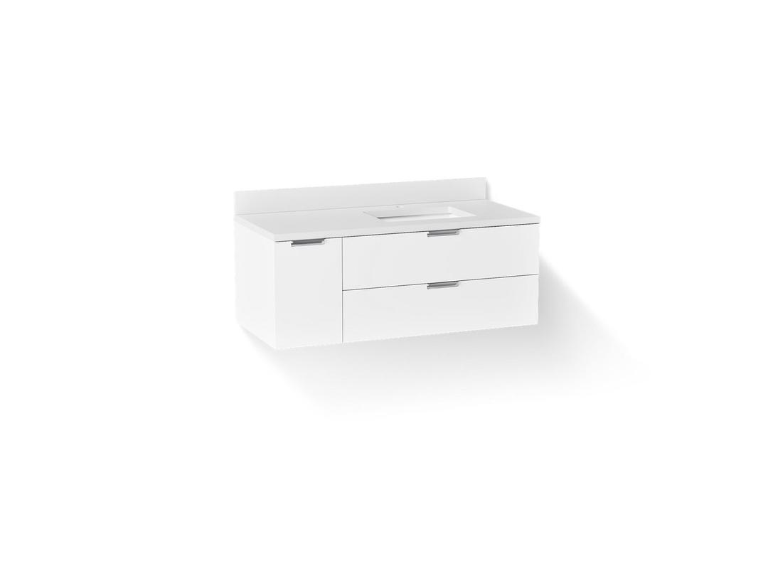 Kohler MaxstowE 48'' wall-hung bathroom vanity cabinet with sink and quartz top - White by Kohler