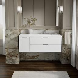 Kohler MaxstowE 48'' wall-hung bathroom vanity cabinet with sink and quartz top - White - image 2