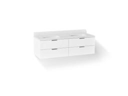 Kohler MaxstowE 60'' wall-hung bathroom vanity cabinet with sink and quartz top - White - image 1