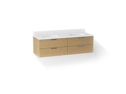 Kohler MaxstowE 60'' wall-hung bathroom vanity cabinet with sink and quartz top - Light Oak - image 1