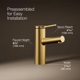 Kohler | Elate | Single Hole Bathroom Sink Faucet - Vibrant Brushed Moderne Brass - image 3