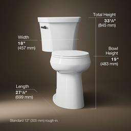 Kohler Tall two-piece round-front toilet, 1.6 gpf - White - image 3