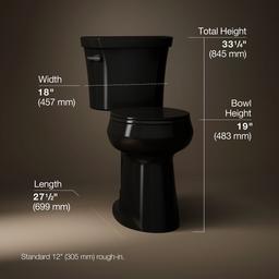 Kohler Tall two-piece round-front toilet, 1.6 gpf - Black - image 3