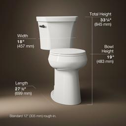 Kohler Tall two-piece round-front toilet, 1.6 gpf - Biscuit - image 3