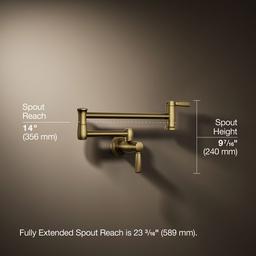 Kohler Wall-mount pot filler - Vibrant Brushed Moderne Brass - image 3