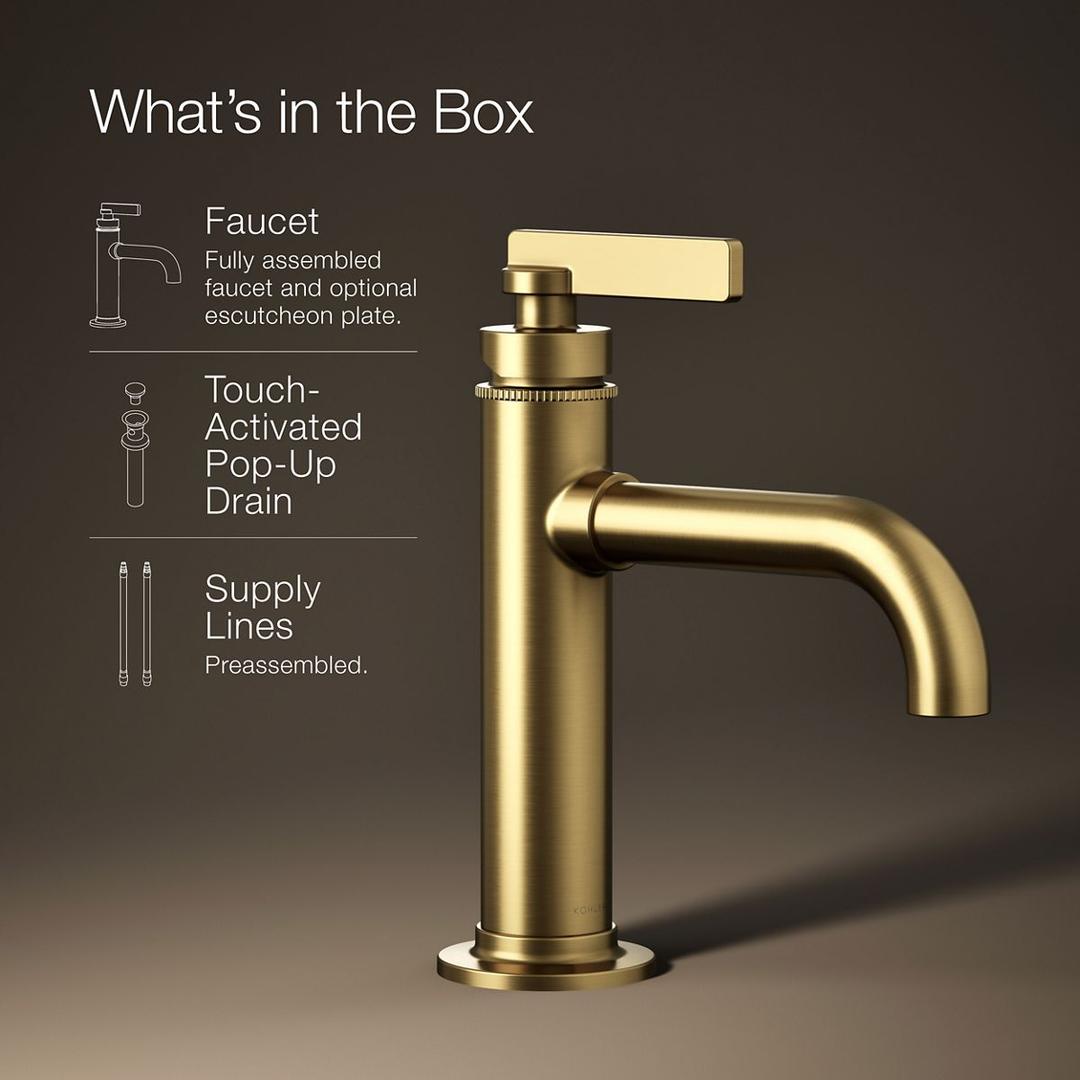 Kohler CastiaE by Studio McGee Single-handle bathroom sink faucet, 1.2 gpm - Vibrant Brushed Moderne Brass by Kohler