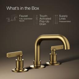 Kohler CastiaE by Studio McGee Widespread bathroom sink faucet, 1.2 gpm - Vibrant Brushed Moderne Brass - image 1