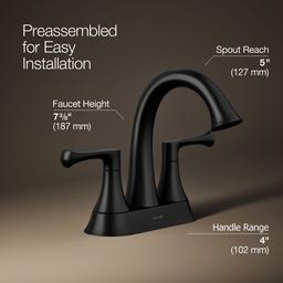 Kohler BuckleyE Centerset bathroom sink faucet, 1.0 gpm - Matte Black - image 3