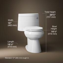 Cimarron One-piece elongated toilet with concealed trapway, 1.28 gpf - image 3