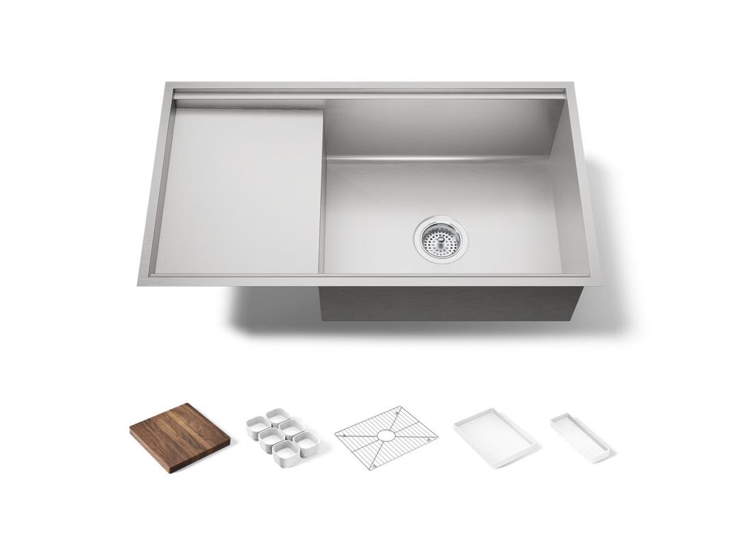 Kohler StagesE 33'' undermount single-bowl kitchen sink - Stainless Steel by Kohler
