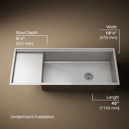 Kohler StagesE 45'' undermount single-bowl workstation kitchen sink - Stainless Steel - image 3