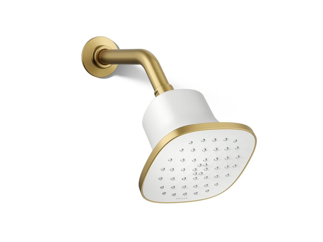 CinqE Square single-function filtered showerhead, 1.75 gpm - Vibrant Brushed Moderne Brass by Kohler