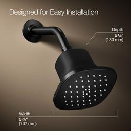 CinqE Square single-function filtered showerhead, 2.5 gpm - Matte Black - image 3