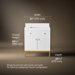 30'' bathroom vanity cabinet with sink and quartz top - image 3