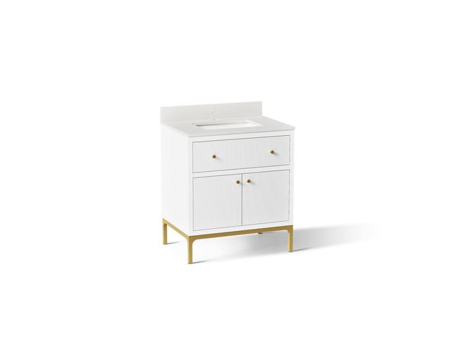 30'' bathroom vanity cabinet with sink and quartz top