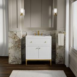 30'' bathroom vanity cabinet with sink and quartz top - image 2