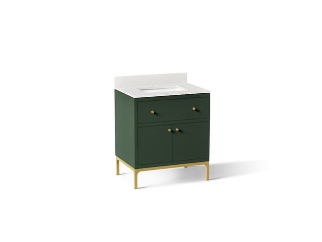 Kohler 30'' bathroom vanity cabinet with sink and quartz top - Emerald Green