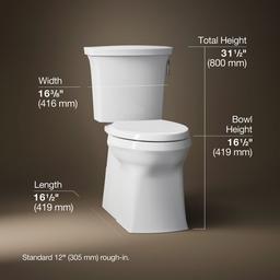 Kohler Corbelle Two-piece elongated toilet with skirted trapway, 1.28 gpf - White - image 3