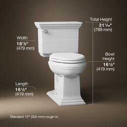 Kohler Memoirs Stately ContinuousClean two-piece elongated toilet, 1.28 gpf - White - image 3