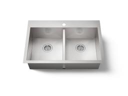 Kohler VaultE 33'' top-/undermount double-bowl kitchen sink - Stainless Steel - image 1