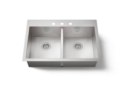 Kohler VaultE 33'' top-/undermount double-bowl kitchen sink - Stainless Steel - image 1