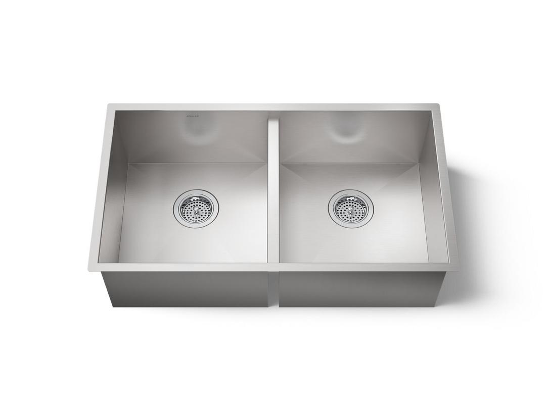 Kohler VaultE 32'' undermount double-bowl kitchen sink - Stainless Steel by Kohler