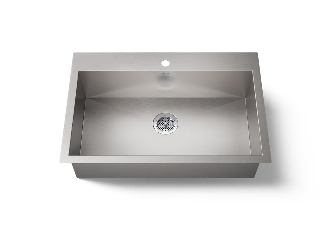 Kohler VaultE 33'' top-/undermount single-bowl kitchen sink - Stainless Steel by Kohler