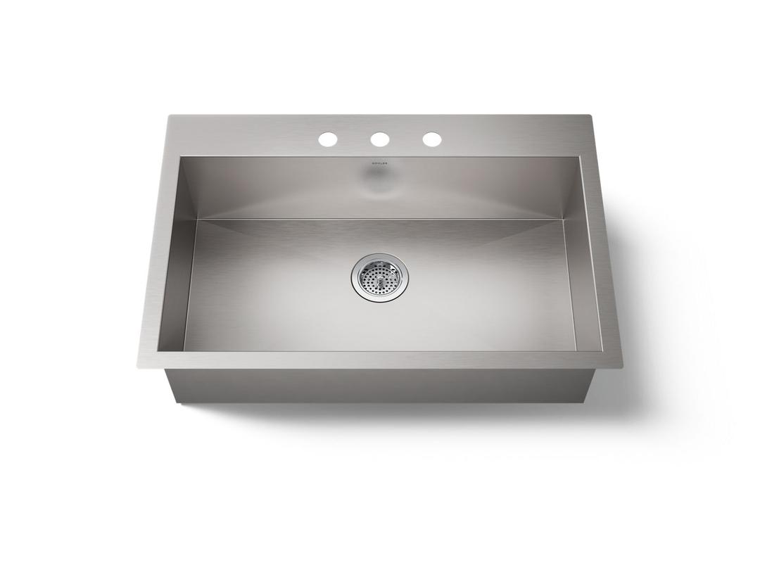 Kohler VaultE 33'' top-/undermount single-bowl kitchen sink - Stainless Steel by Kohler