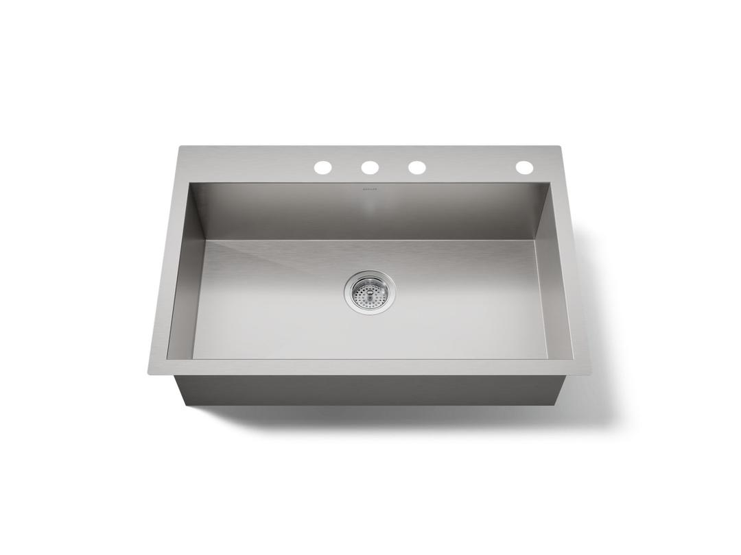 Kohler VaultE 33'' top-/undermount single-bowl kitchen sink - Stainless Steel by Kohler