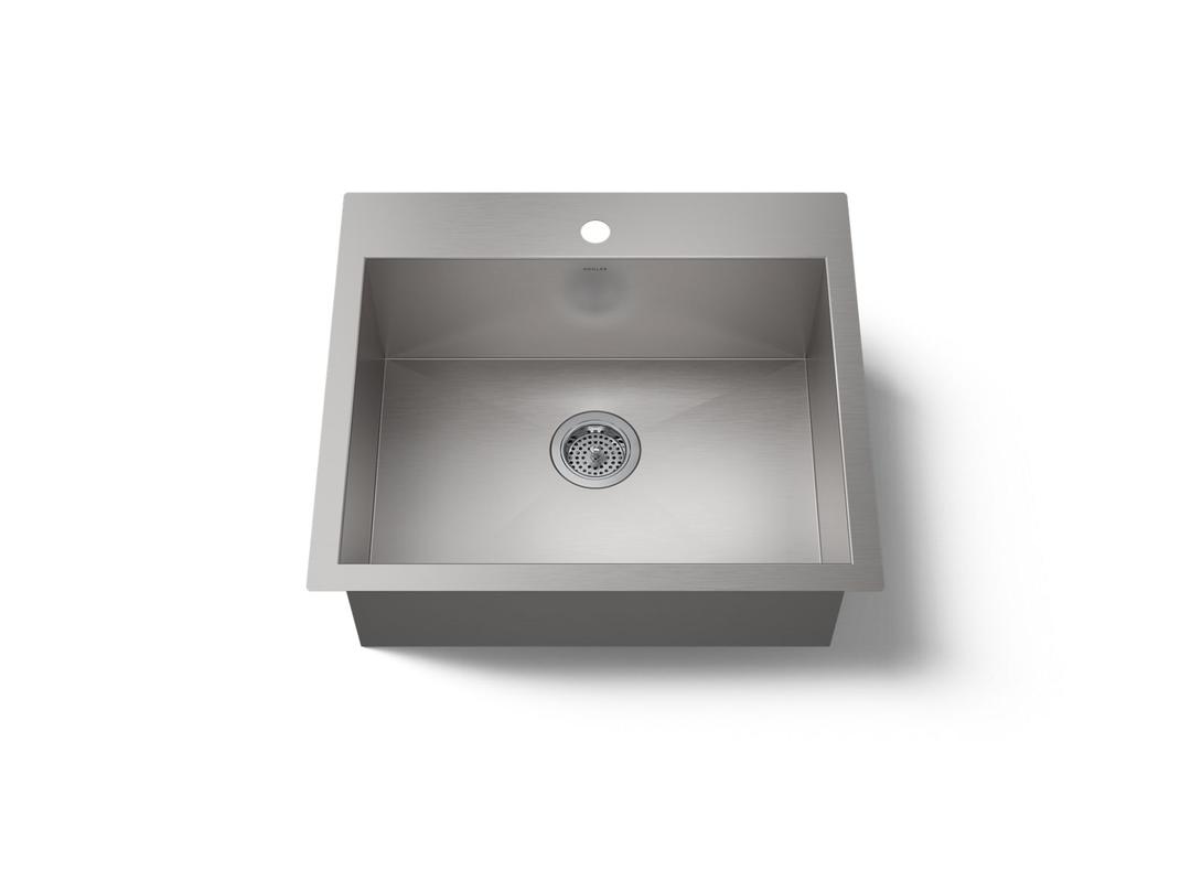 Kohler VaultE 25'' top-/undermount single-bowl kitchen sink - Stainless Steel by Kohler