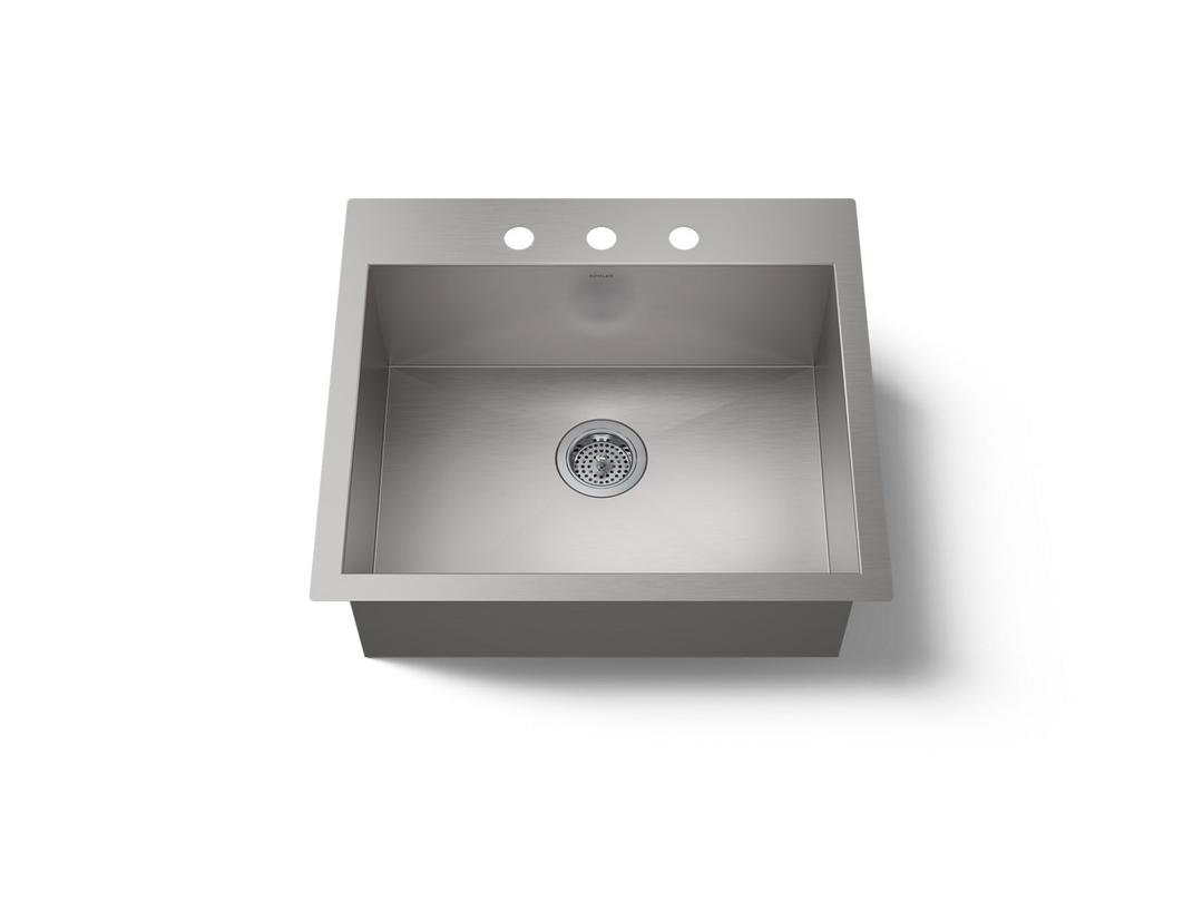 Kohler VaultE 25'' top-/undermount single-bowl kitchen sink - Stainless Steel by Kohler