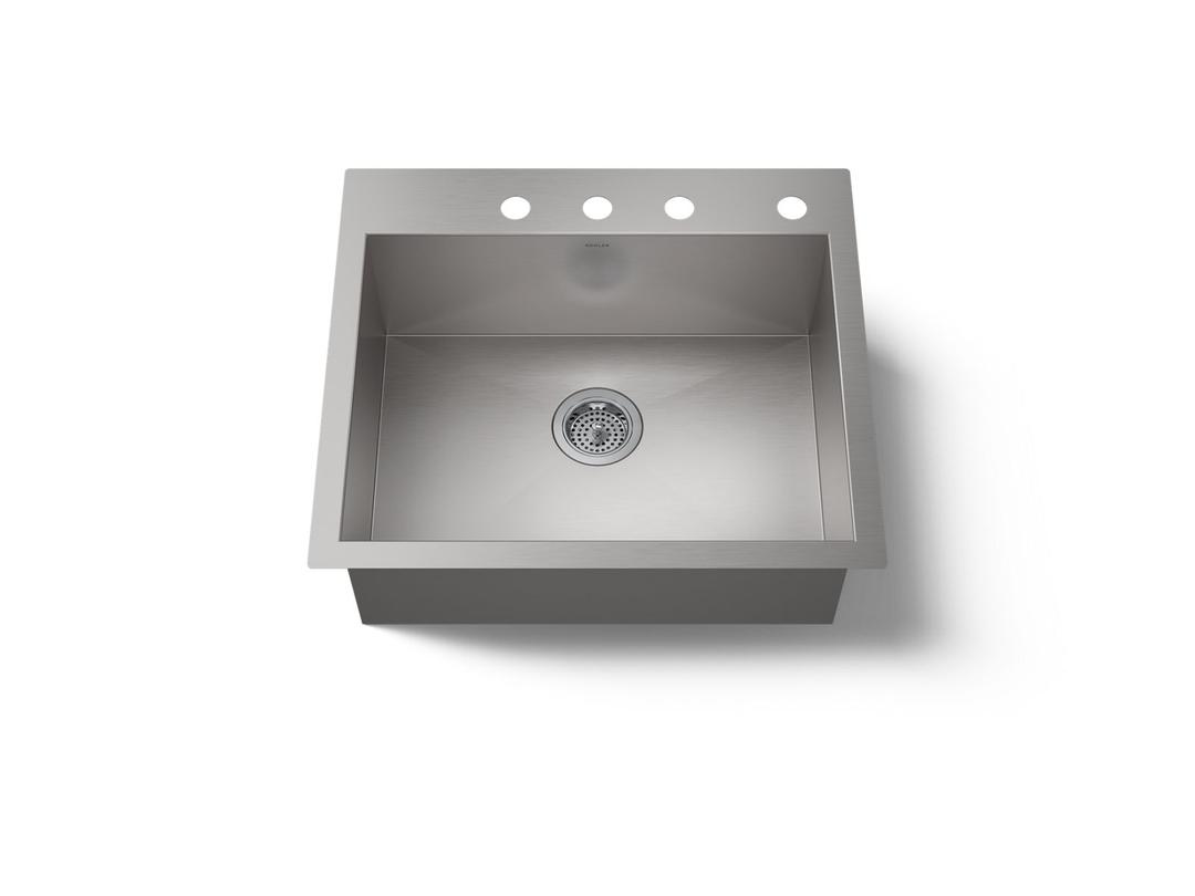 Kohler VaultE 25'' top-/undermount single-bowl kitchen sink - Stainless Steel by Kohler