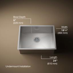 Kohler VaultE 24'' undermount single-bowl kitchen sink - Stainless Steel - image 3