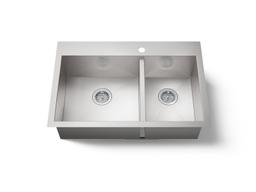 Kohler VaultE 33'' top-/undermount double-bowl kitchen sink - Stainless Steel - image 1