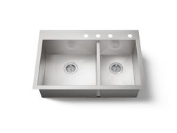Kohler VaultE 33'' top-/undermount double-bowl kitchen sink - Stainless Steel - image 1