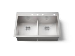 Kohler VaultE Smart Divide 33'' top-/undermount double-bowl kitchen sink - Stainless Steel - image 1
