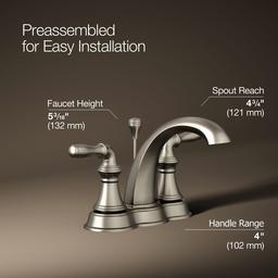Kohler | Devonshire | Centerset Bathroom Sink Faucet - Vibrant Brushed Nickel - image 3