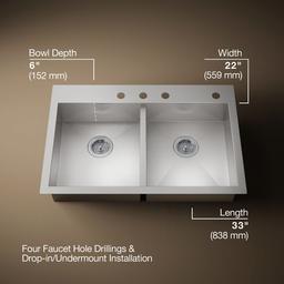 Kohler | Vault | Drop In Kitchen Sink - Stainless Steel - image 3
