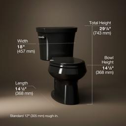 Kohler Wellworth Two-piece elongated toilet, 1.28 gpf - Black - image 3