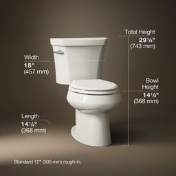 Kohler Wellworth Two-piece elongated toilet, 1.28 gpf - Biscuit - image 3