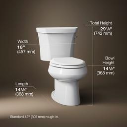 Kohler Wellworth Two-piece elongated toilet, 1.28 gpf - White - image 3