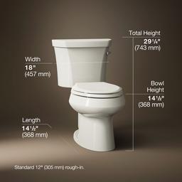 Kohler Wellworth Two-piece elongated toilet, 1.28 gpf - Biscuit - image 3